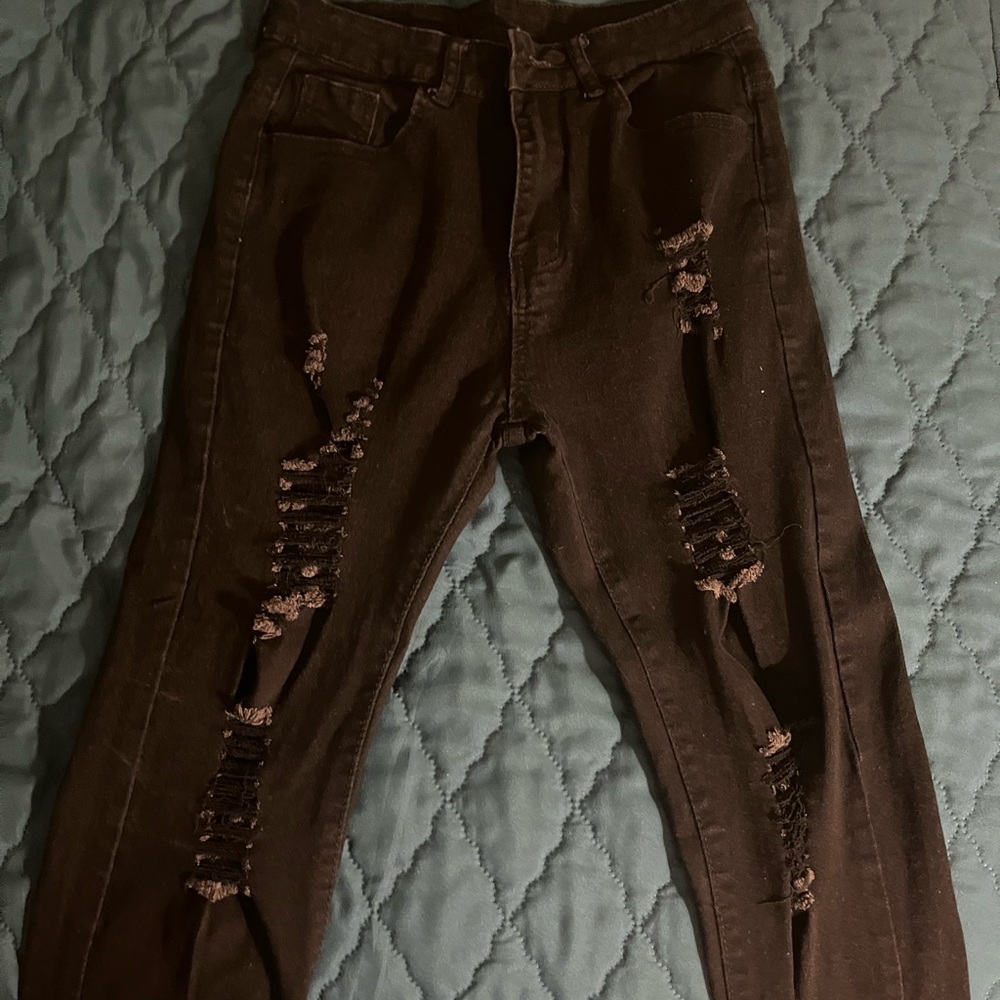 Distressed Black Women's Jeans